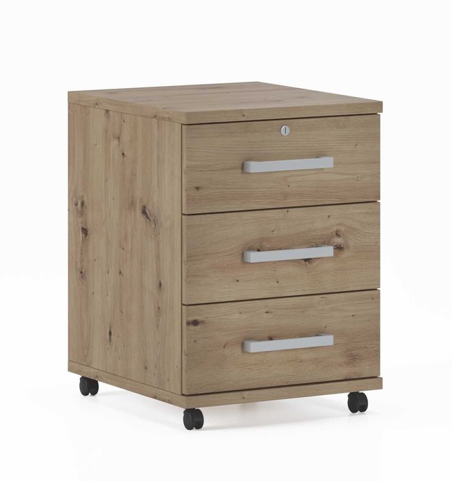 43x48x60 (dąb artisan) Nowe kontenerki na kółkach pod biurko