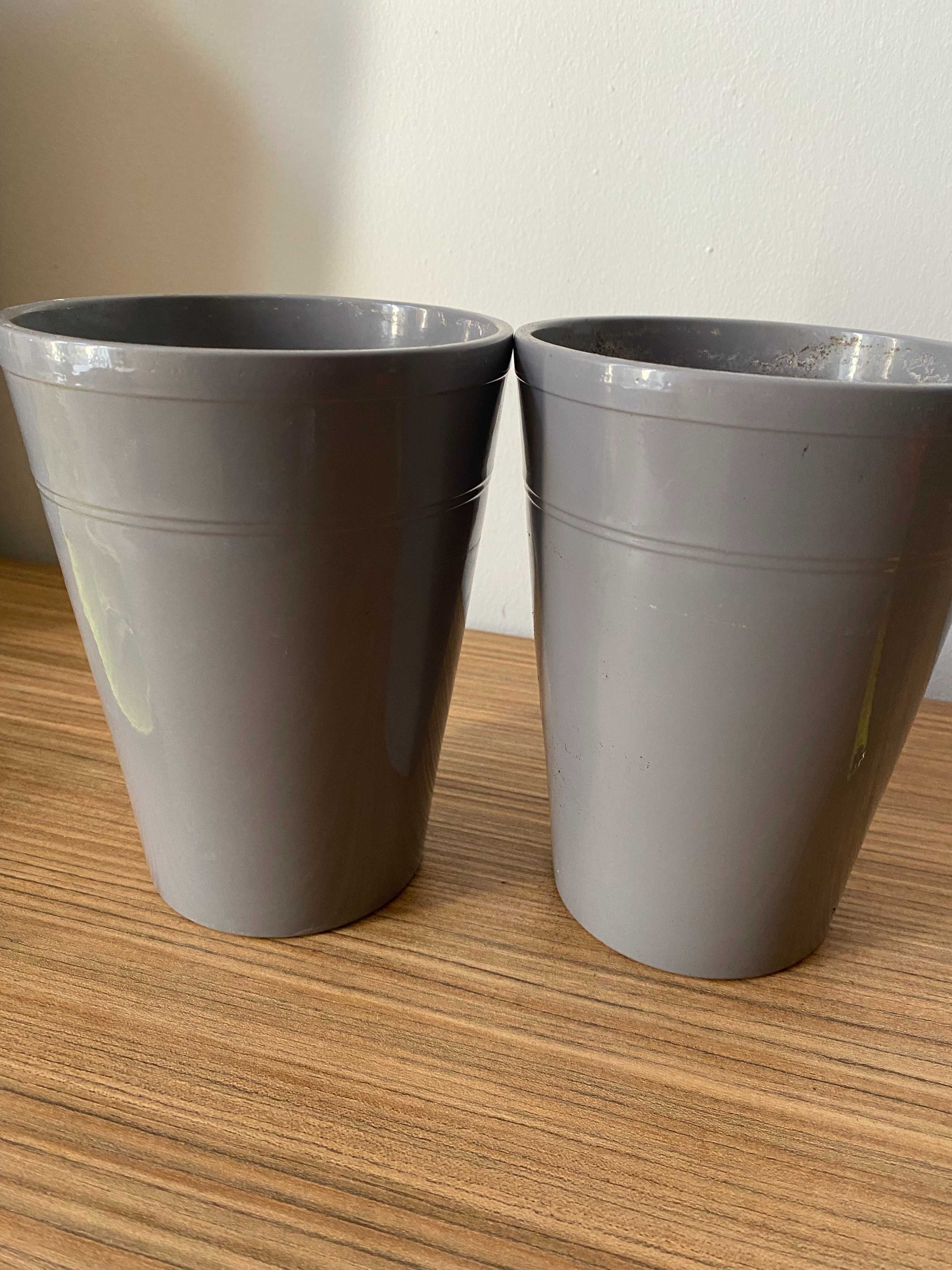 Doniczka / osłonka na doniczkę ceramiczna - 2 szt szare