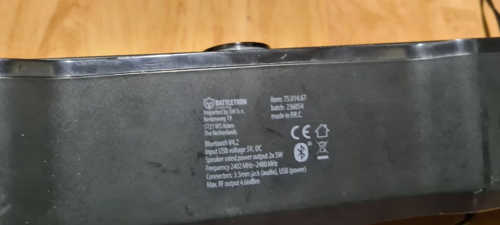 Soundbar battletron bt aux rgb