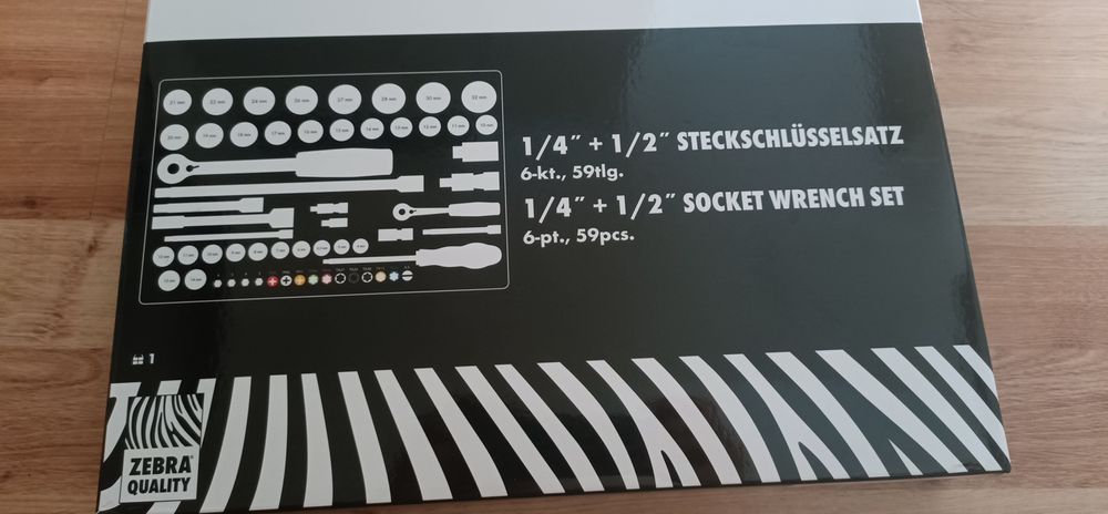 Wurth  Zebra zestaw kluczy nasadowych 1/2" + 1/4" 59 elementów.