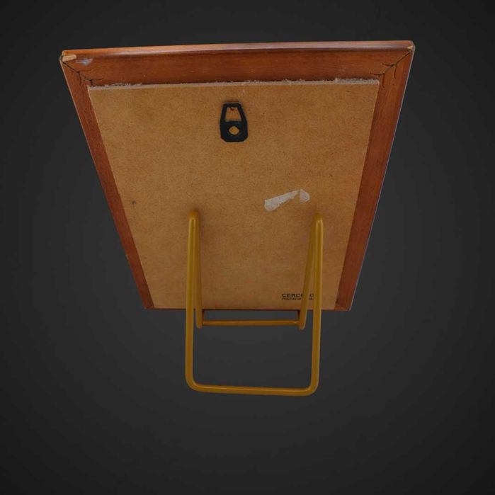 Lustro na ceramice  w brązowej ramie drewnianej b51/112957