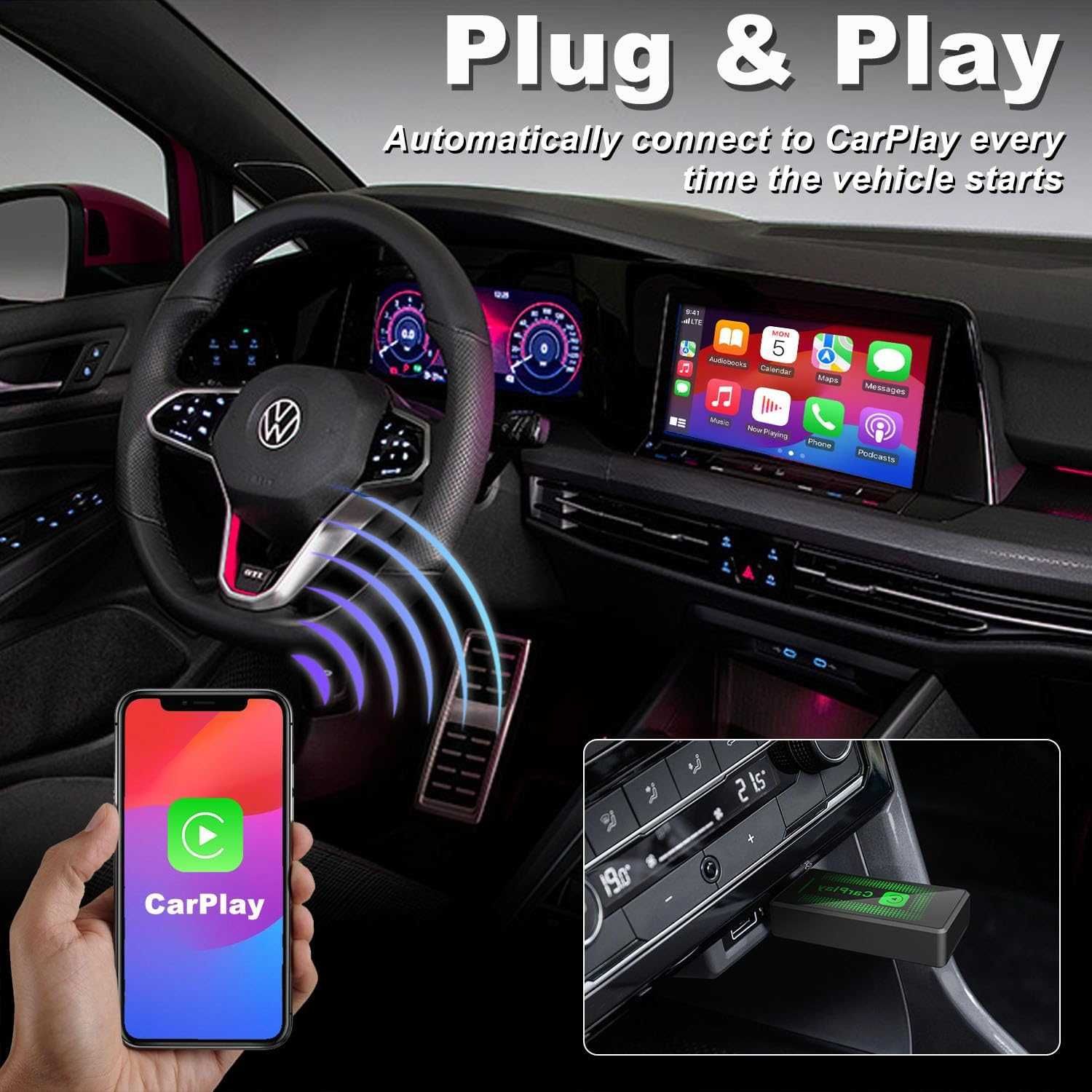Автомобільний бездротовий адаптер Carplay для Apple iPhone iOS 9+