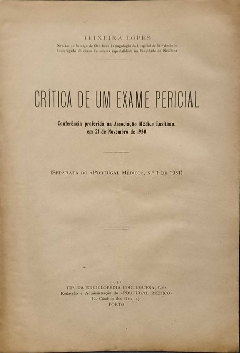 Teixeira Lopes 1932 Crítica de um Exame Pericial