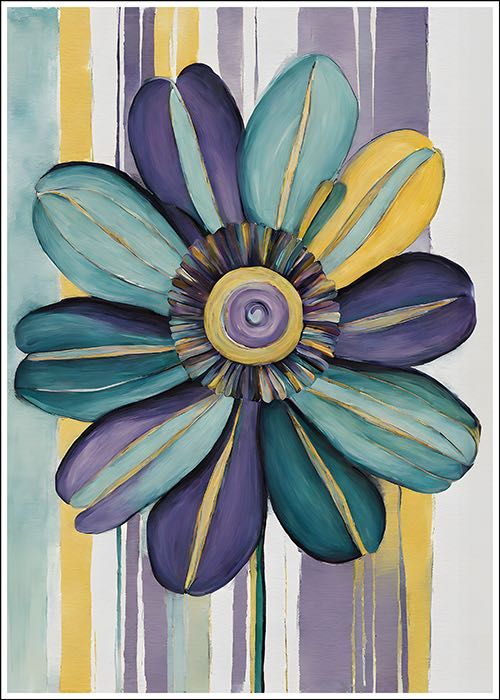 Plakat PREMIUM kwiat malowany kwiatami 2 do salonu - 50x70cm