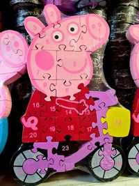 Puzzle drewniane dla dziecka Świnka Peppa _ cyfry