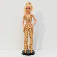 Ubranko dla Barbie z akcesoriami buciki spodnie top złote cekiny