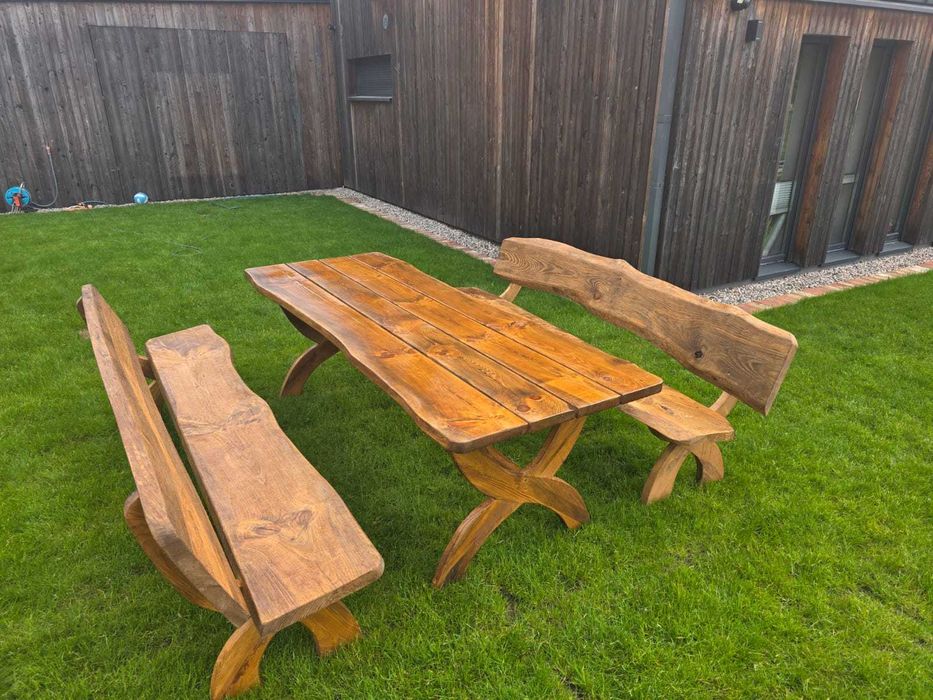 Komplet mebli ogrodowych z litego drewna świerkowego solidne PROMOCJA