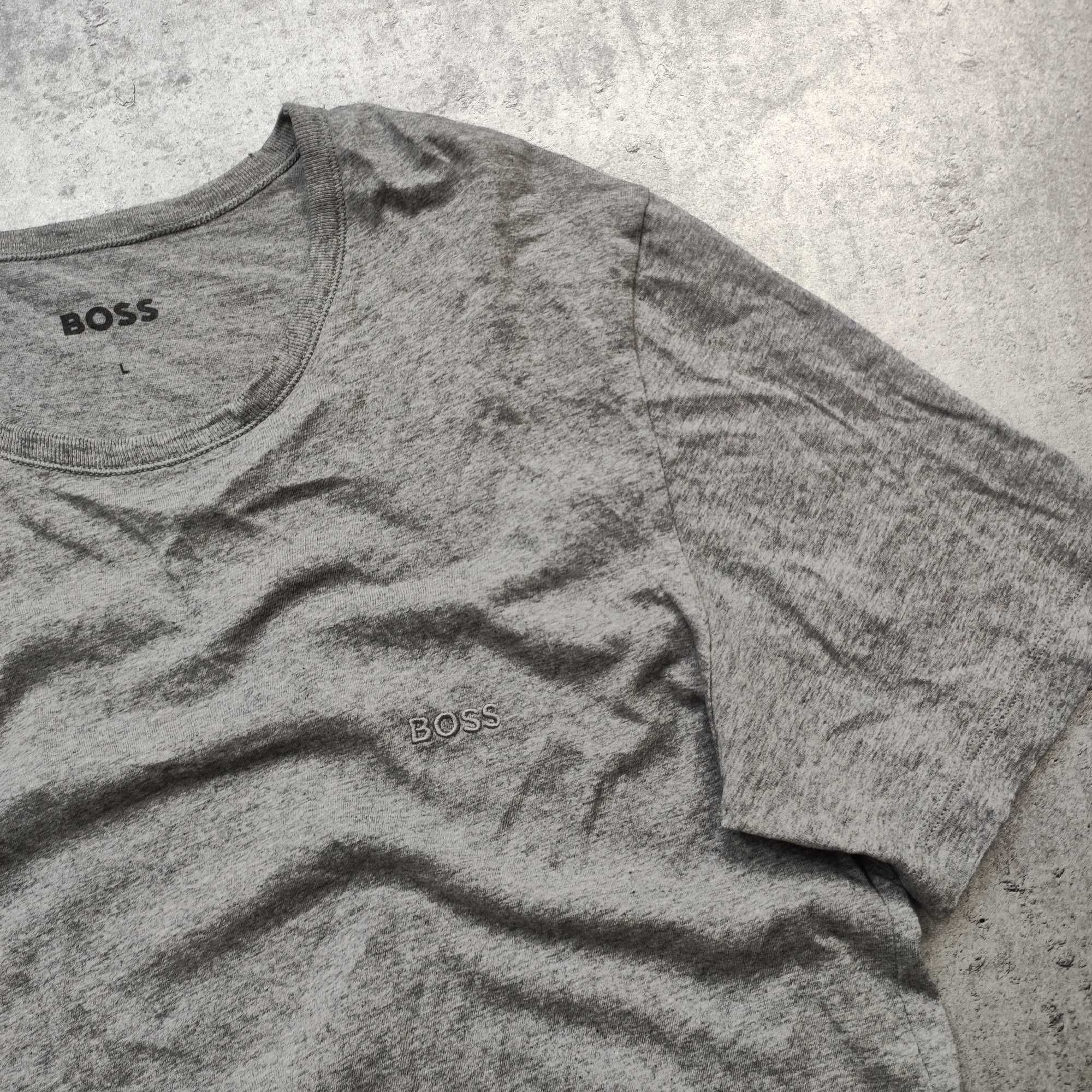 MĘSKA Koszulka Hugo Boss Szara Bawełna Elegancka PREMIUM Basic Boss