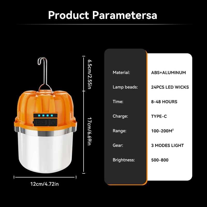 Кемпінговий LED ліхтар 6000 mAh акумулятор power bank