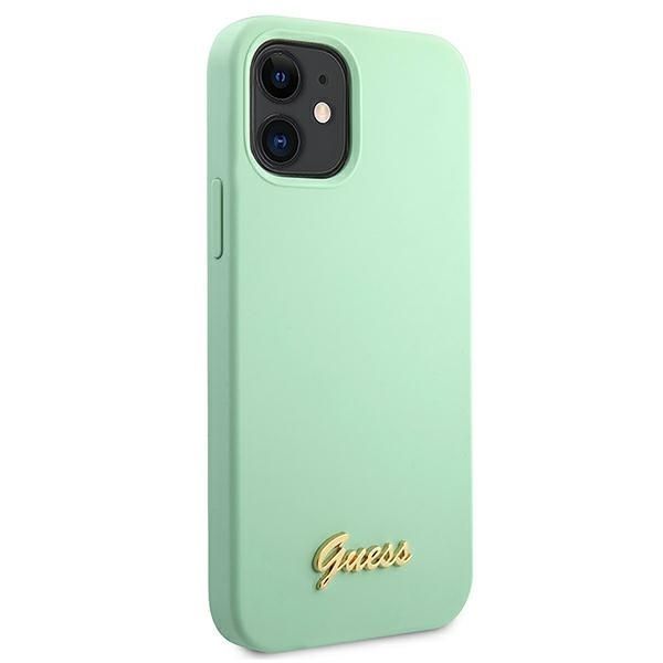 Guess Etui Silicone Vintage Zielony iPhone 12 Mini 5,4"