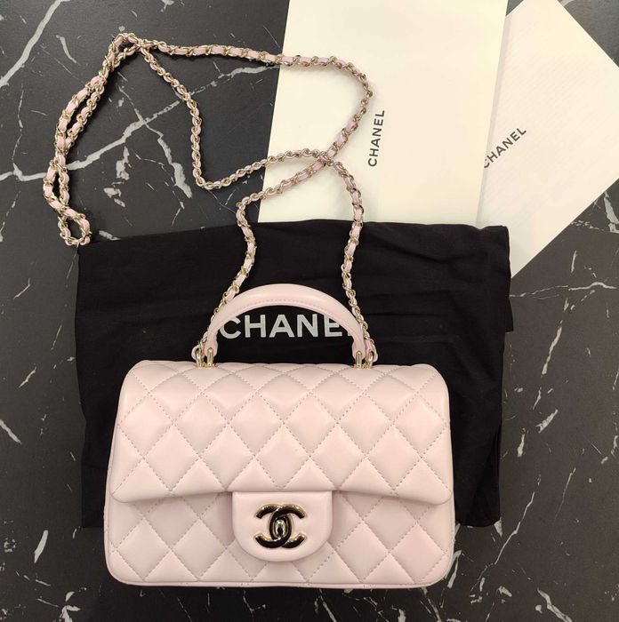Сумка 22P Mini Top Handle Rectangular Flap Light Pink