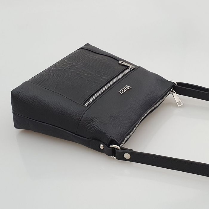 VEZZE torebka damska skórzana listonoszka z paskiem V022 różowa