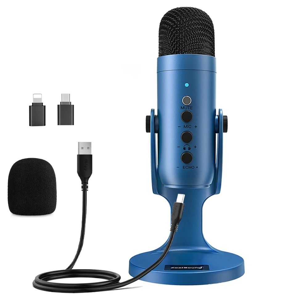 Микрофон ZealSound K66 конденсаторный USB  Blue/ Микрофон USB студійни