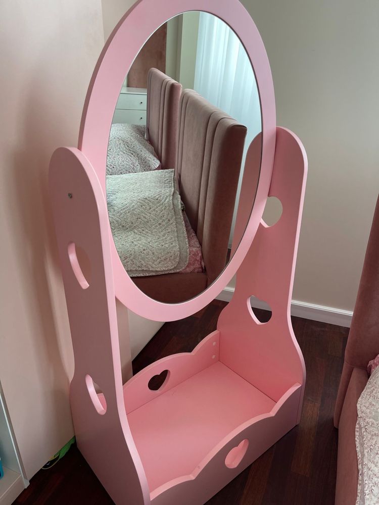 Зеркало напольное МДФ крашеное детское розовое