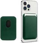 Skórzane etui na karty RFID z magnesem Mag-Safe