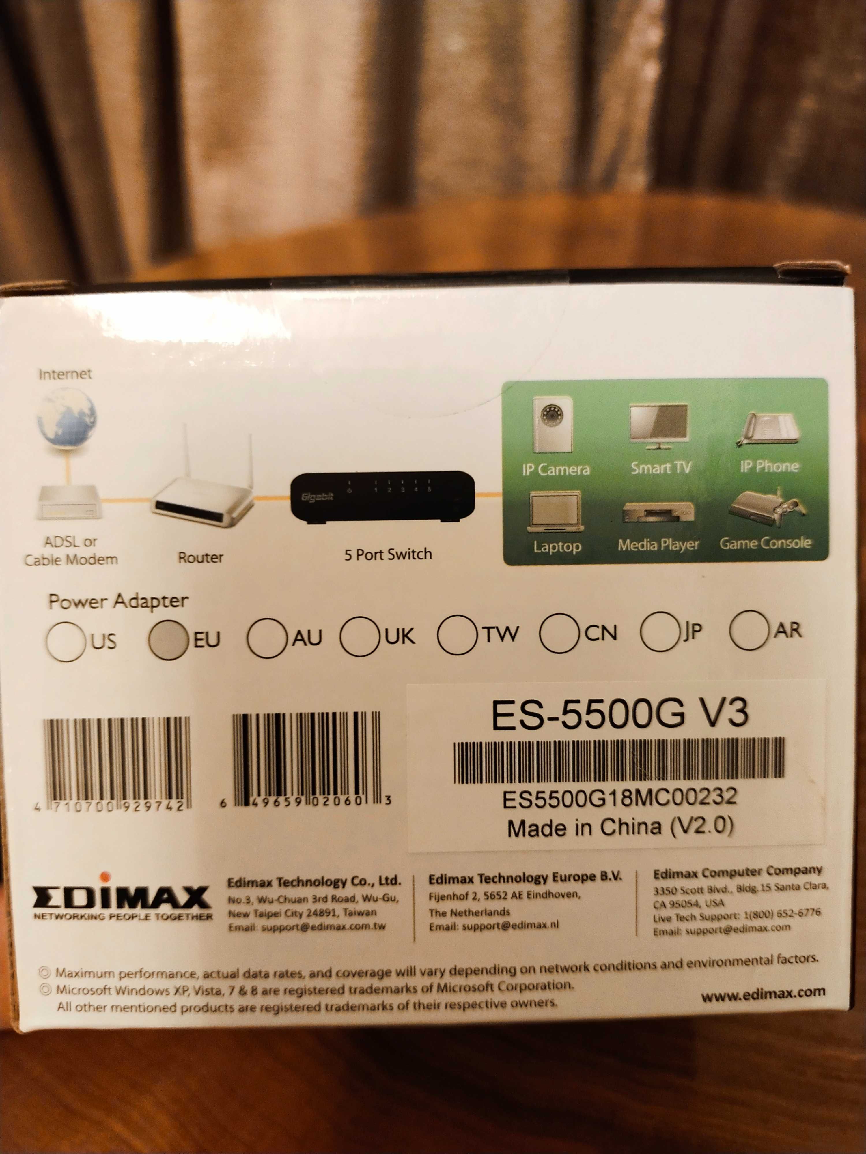 EDIMAX 5 port Gigabit Desktop Switch ES-5500G V3, 5 Portów, 1 GBit/s