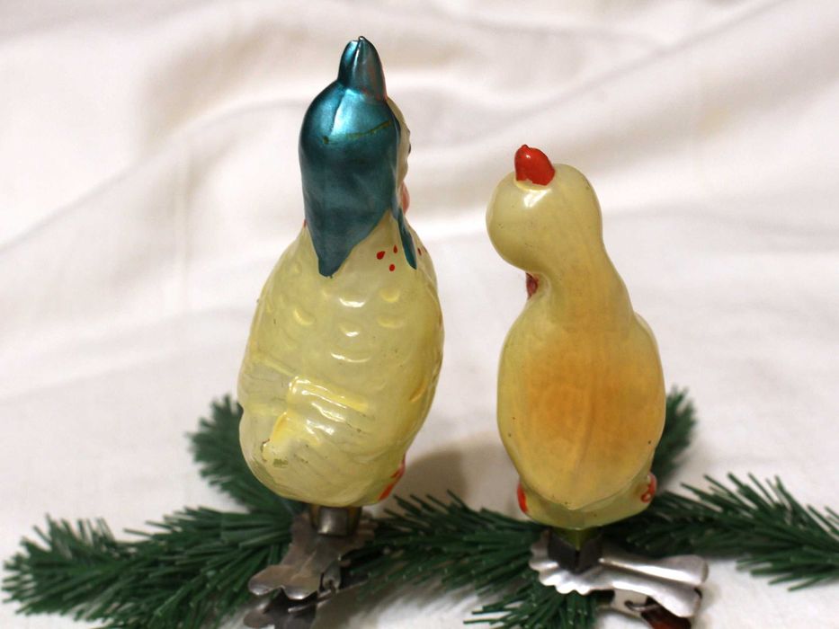 Ёлочные игрушки СССР Утка и Утёнок на прищепках лот