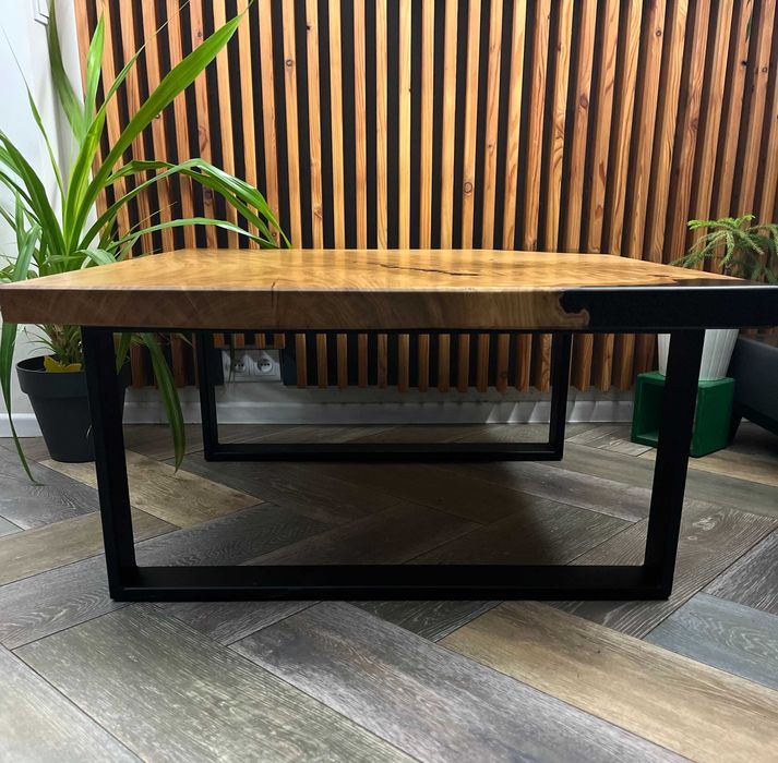 Stolik kawowy duży dębowy salon dąb loft lite drewno monolit