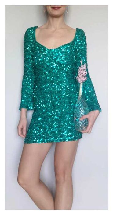 Sukienka cekinowa QUIZ (S/36) #zielona #turkusowa #świąteczna #party