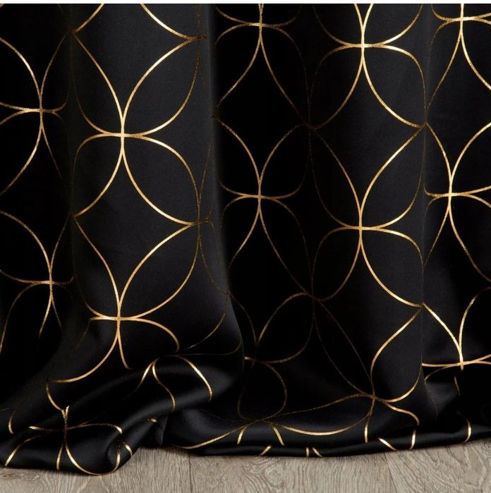 Zasłony/ czarne / w złotą koniczynę marokańskq/ nowe