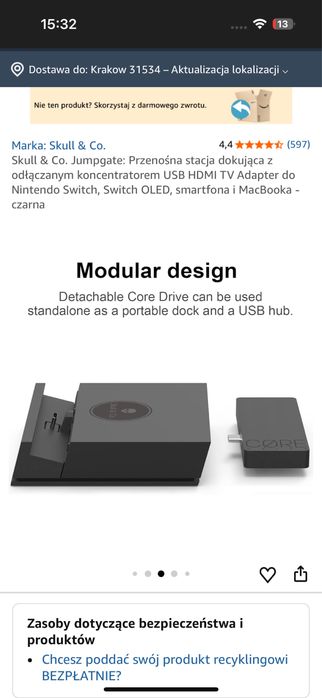 Przenośna stacja dokująca z odłączanym koncentratorem USB HDMI TV