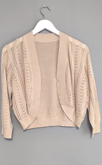 Nowe beżowe bolerko damskie ażurowe dobry skład wiskoza rozmiar L 40