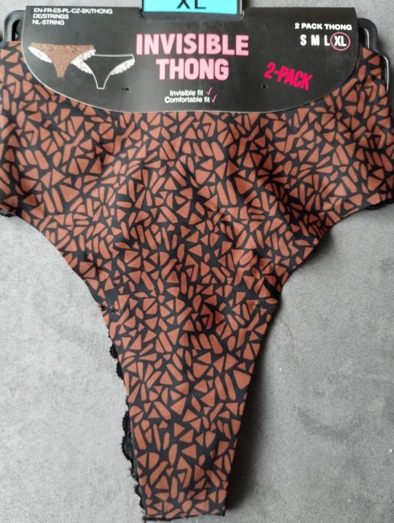 Damskie stringi Invisible Thong XL 2x2pak