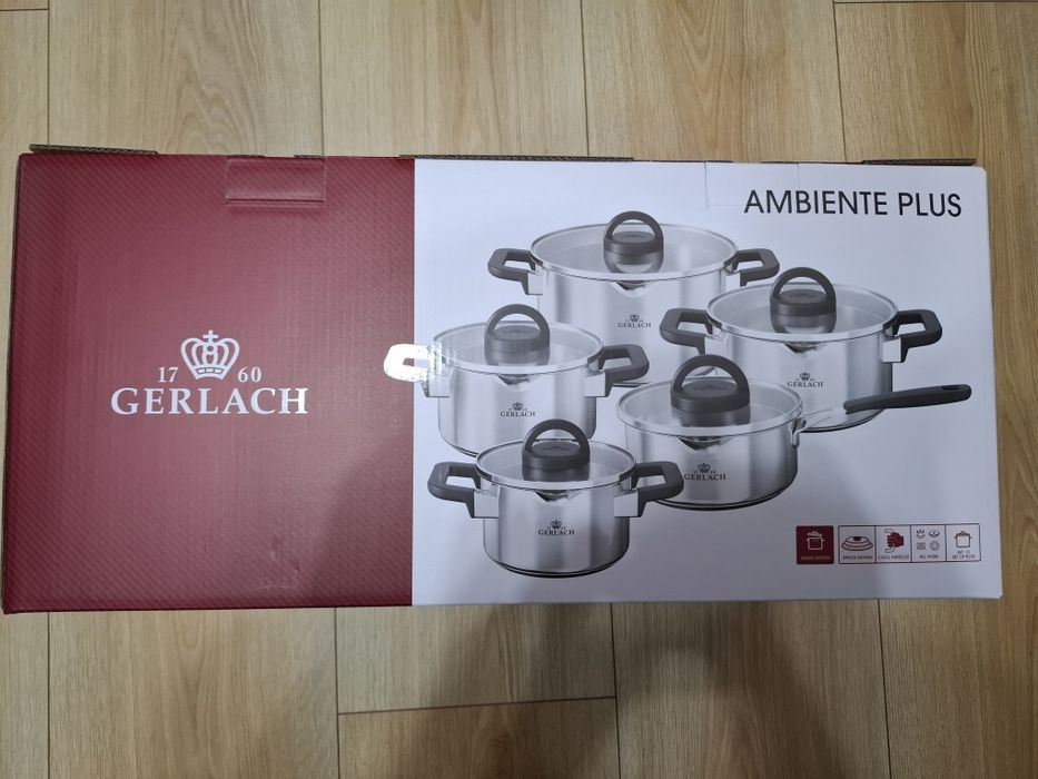 Zestaw garnków Gerlach Ambiente Plus, 10 elementów, stal nierdzewna