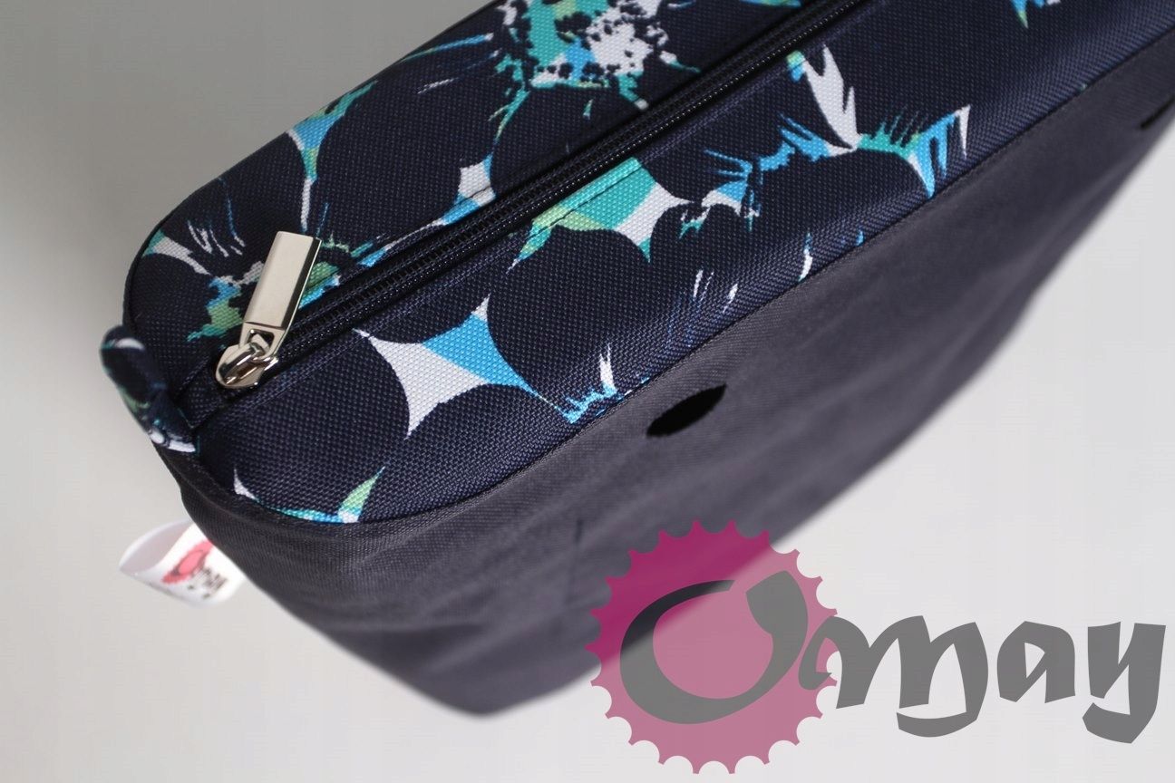 Granatowy organizer do OBAG MINI kwiaty wkład 2 kieszenie OMAY