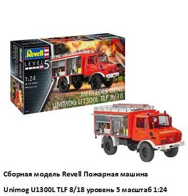 Сборная модель Revell Пожарная машина Unimog U1300L TLF 8/18 уровень 5