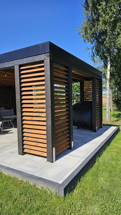 Drewniana altana ogrodowa, nowoczesna altana, pergola, zadaszenie