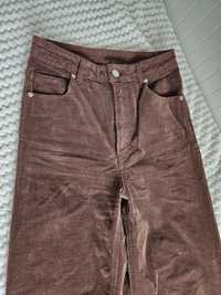 Spodnie  damskie brązowe  sztruksowe w rozmiarze 34 H&M