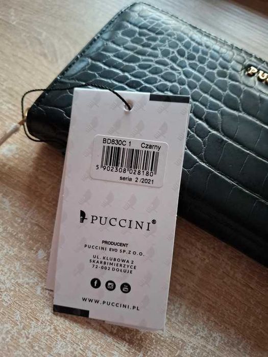 Portfel damski czarny duży pojemny Puccini skóra ekologiczna