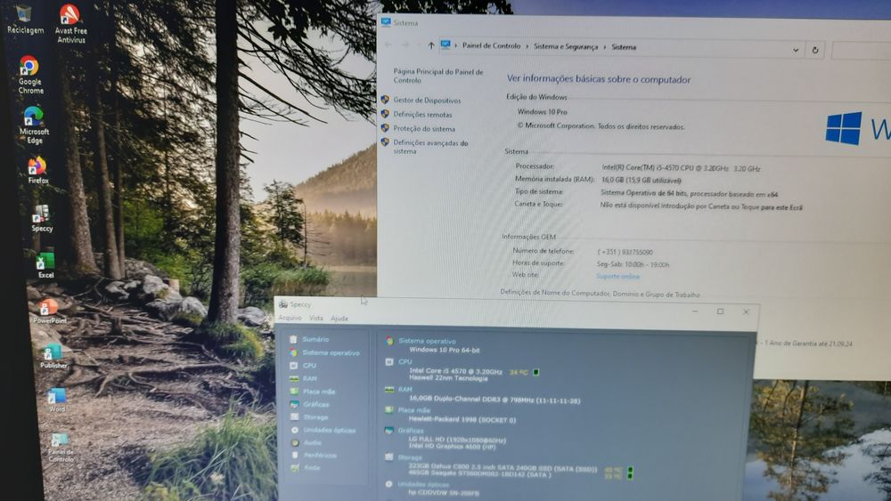 Pack Pç HP600G1+Lcd 22"P. 4ªG|I5-3.2G|16G|SSD256+HD500|Kit|Wifi+BT|W11