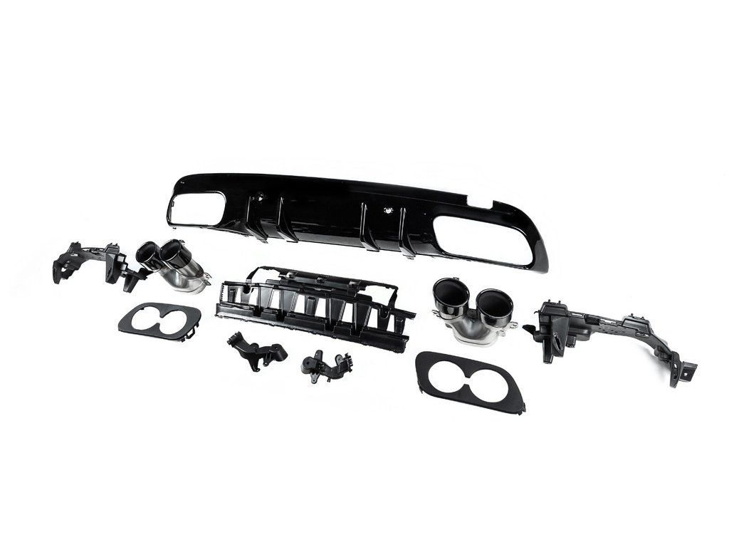 Mercedes C-сlass W205 2014-2021р Задній дифузор з насадками Дизайн C43