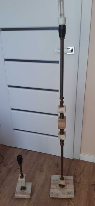 Lampy mosiężne z marmurem PRL
