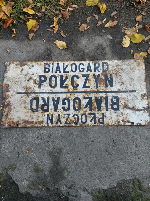 Orginalna tablica pociągu relacji Grzmiąca-Połczyn Zdrój Białogard