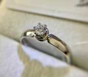 Новое золотое кольцо с бриллиантом 0,24 кт, р.17,5, ЗВ. Модель Tiffany