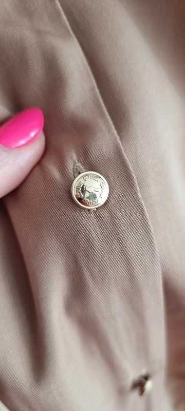 Brązowa sukienka mini z długim rękawem pasek Ochnik r.XL/42