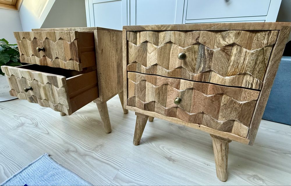 Zestaw - szafki nocne, lite drewno mamgo