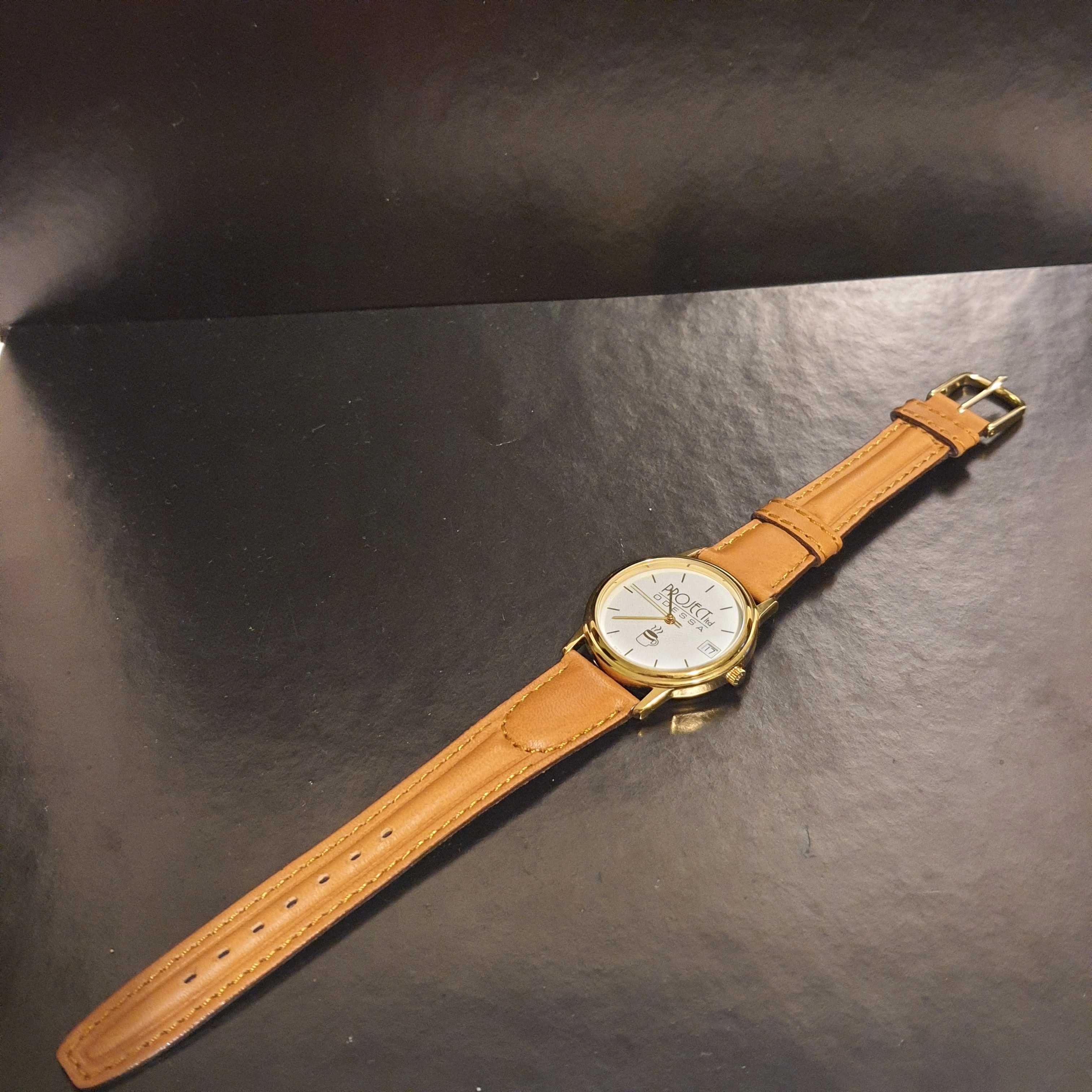 Новые мужские кварцевые наручные часы Chrono Swiss Made кожа Швейцария