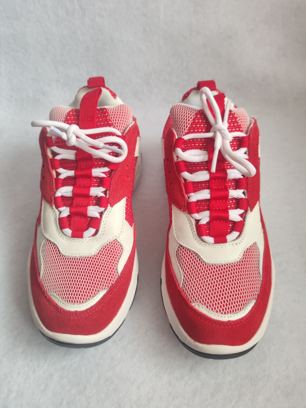 "Calvin Klein Jeans Maya" skórzane buty damskie długość 24 cm czerwone