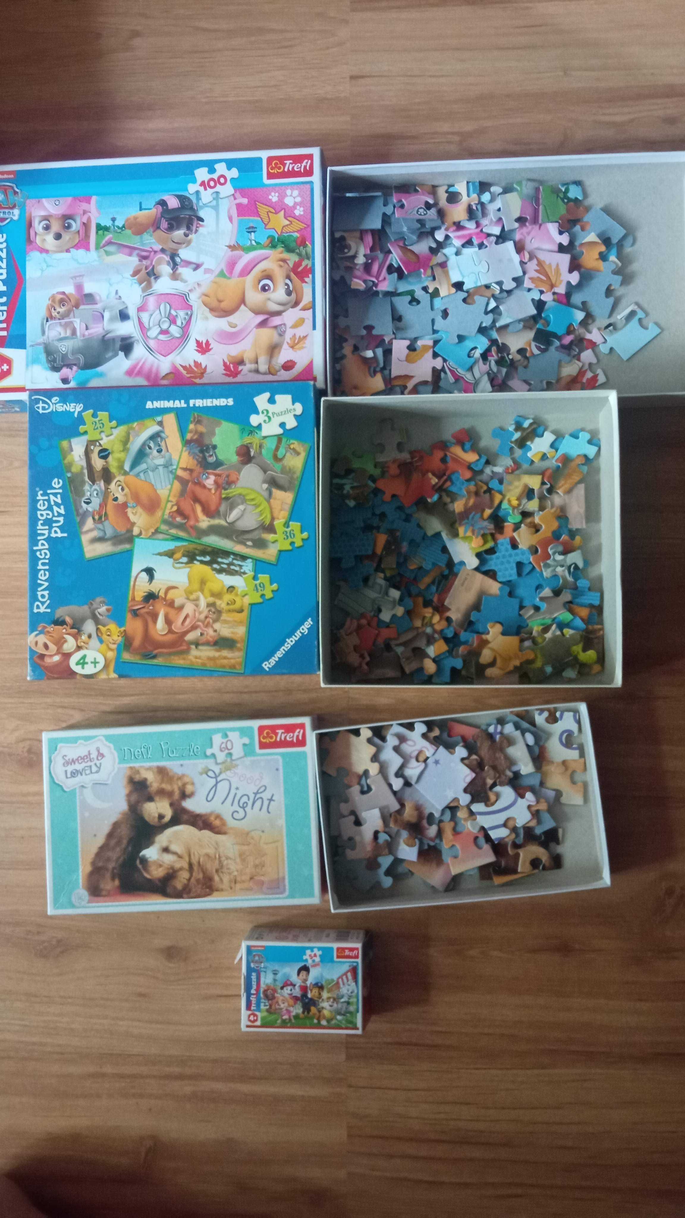 8 x Puzzle Trefl Psi Patrol 10w1, 4w1, kucyki Pony 9w1, Frozen II