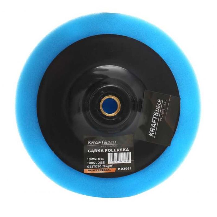 GĄBKA POLERSKA KARBOWANA 150 mm gwint M14 NIEBIESKA 26kg/m3 Kd3061