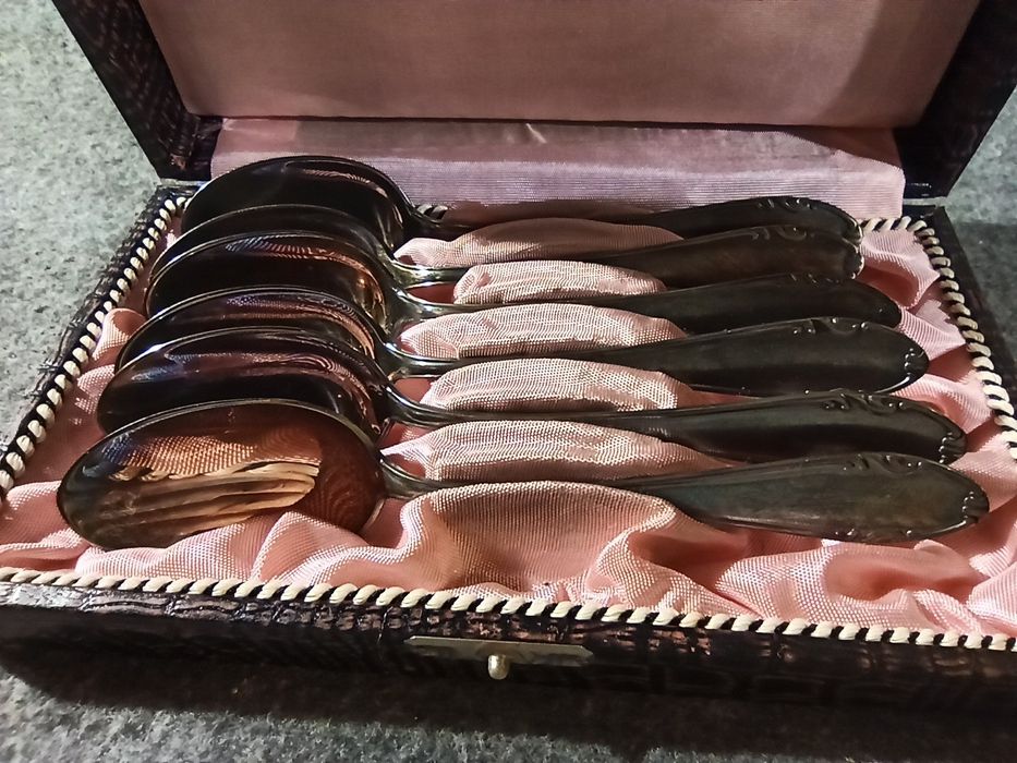Sztućce, Łyżeczki Posrebrzane FIilefa 90 w Etui