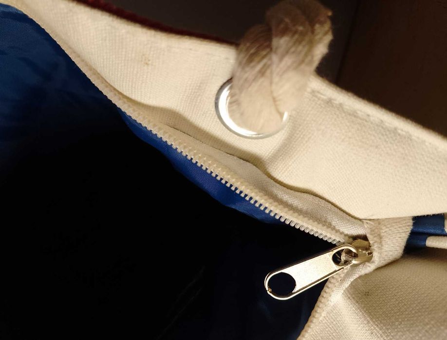 Пляжная сумка полосатая красная