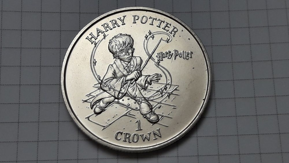 Остров Мэн 1 крона, 2001 Гарри Поттер с волшебной палочкой