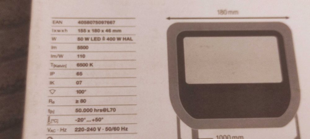 Naświetlacz 50W 5500lm