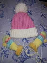 Зимняя тёплая шапка рукавички