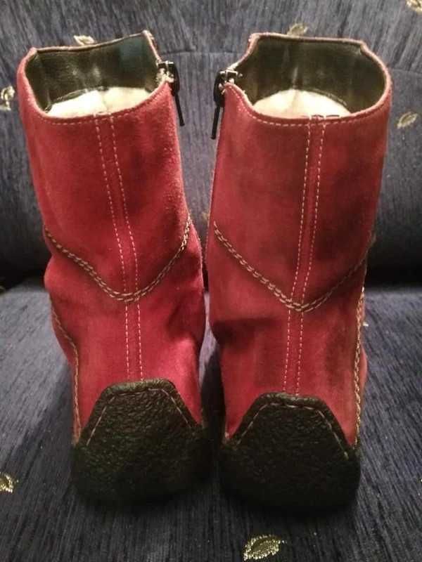 Buty zimowe r. 40 bordowe czerwone kozaki Rieker
